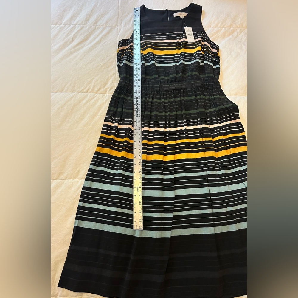 Ann Taylor Loft Sleeveless Striped Midi Dress  Size Medium NWT - Picture 8 of 13
